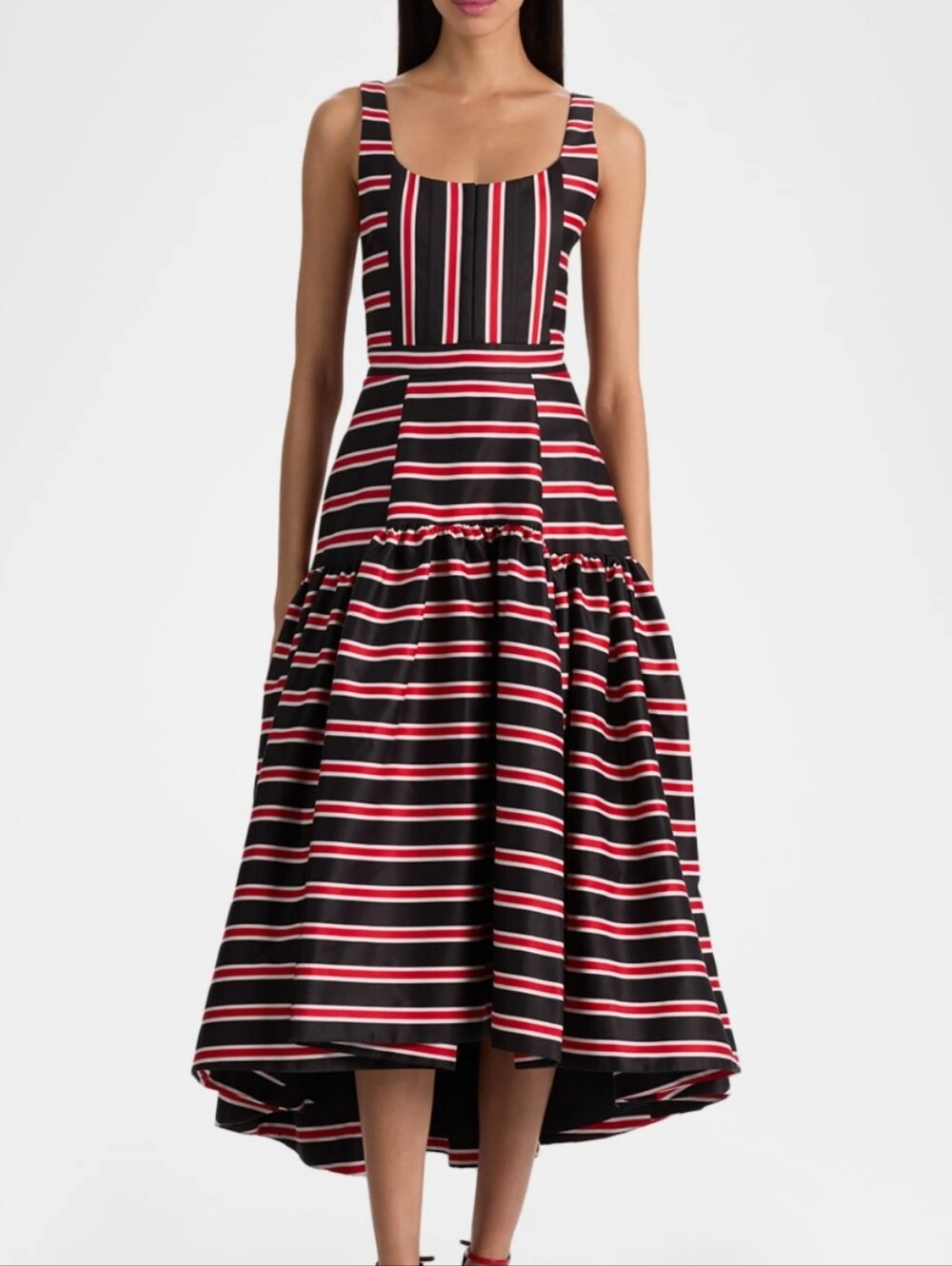 ALICE + OLIVIA Diana Striped Structured Midi Dress SZ 14
